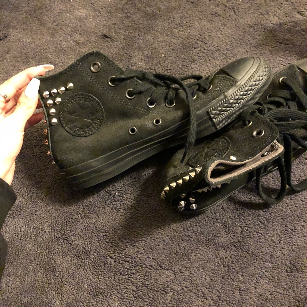 Black studded converse.